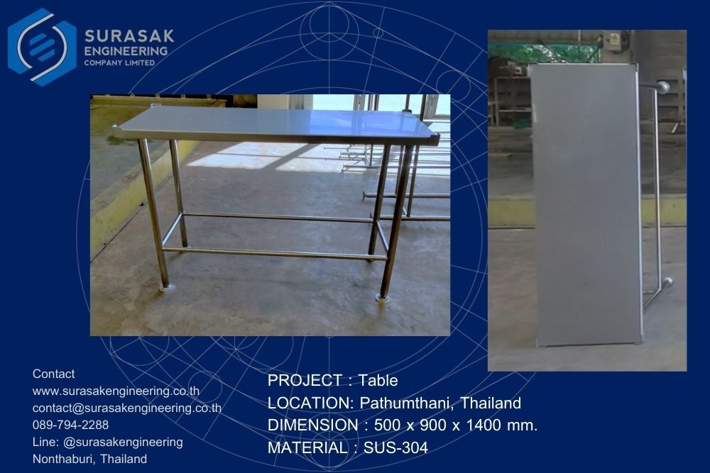 ผลงานรับผลิตงานเหล็กตามแบบ สุรศักดิ์ เอ็นจิเนียริ่ง Table